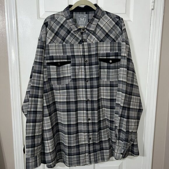 M.O. Seven Other - M.O. Seven Originals Men's Gray/blue Plaid Button Up Shirt Size 5xl Long Sleeve